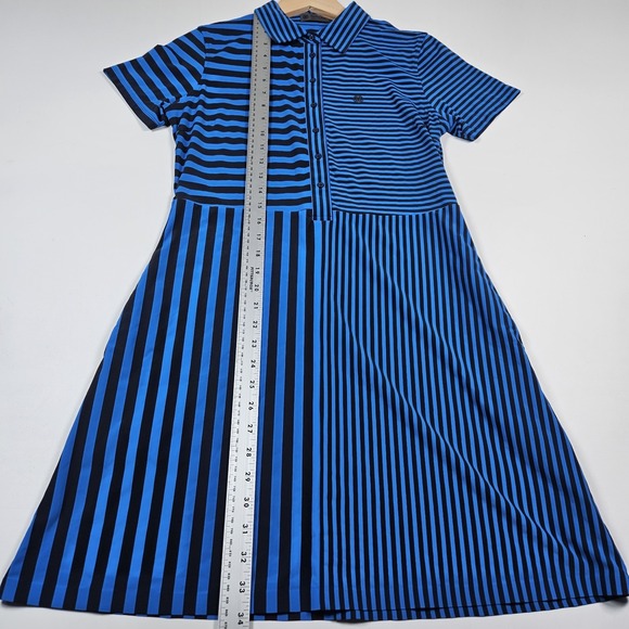 G/FORE Womens Golf Dress Blue Navy Striped Short Sleeve Polo Performance Small s - Picture 7 of 8